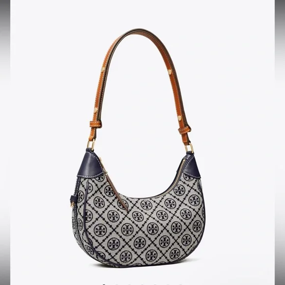 Tory Burch Blue and Tan Shoulder Bag - Picture 1 of 12